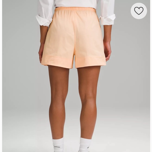 NWT Lululemon Cotton-Blend Poplin High-Rise Short 4" size small Peach Bellini - Picture 2 of 8